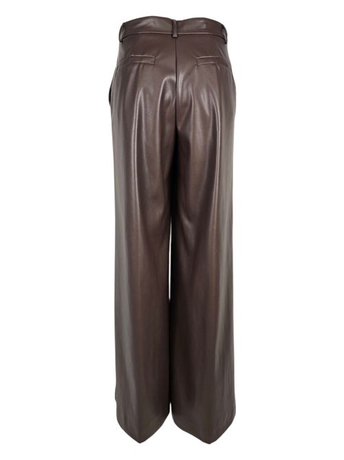 pantaloni donna in ecopelle palazzo marrone ( Nude ) | 1103W2560808